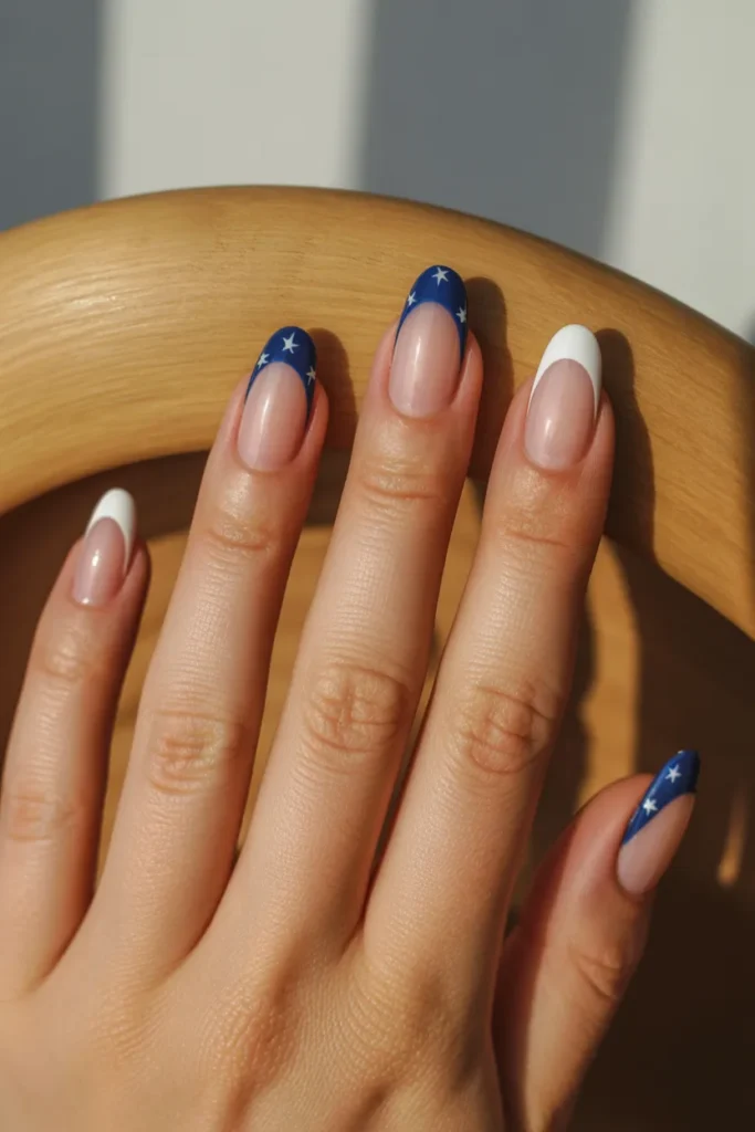 10. French Tip with Blue Star Canton