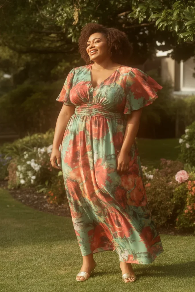 Summer Wedding Guest Outfits 11 10. Plus Size Floral Maxi Dress — Confident Wedding Style
