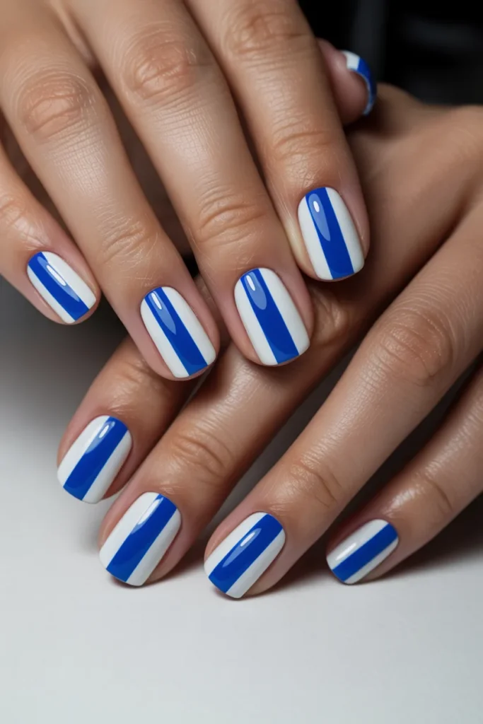 10. Soccer Nail Art Easy — Tape Stripe Pattern