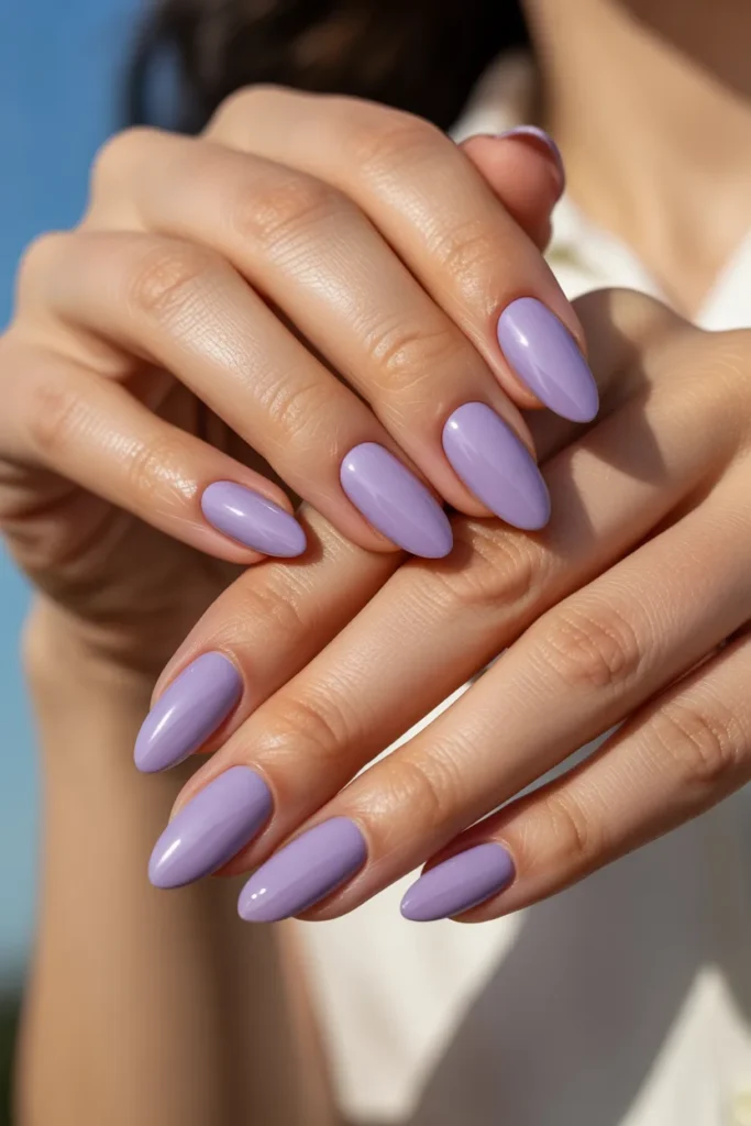 10. Summer Almond Nails Simple — Solid Lavender