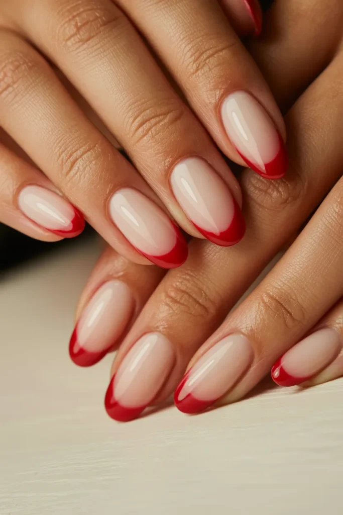 Memorial Day Nails 11 10. White Ombre to Red — Almond Memorial Day Gel