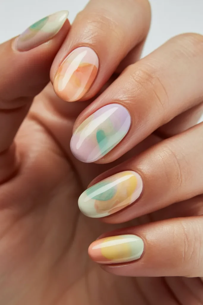 End of Summer Nails 12 11 Pastel Watercolor Blend