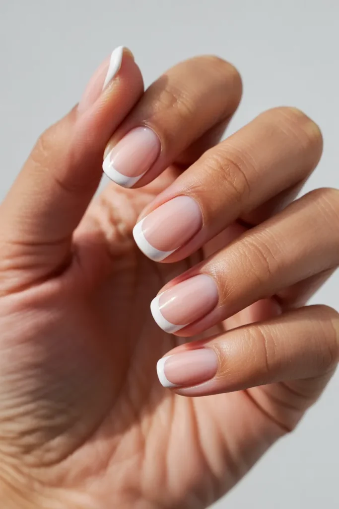 11. French Tip Nails Short — Practical and Polished