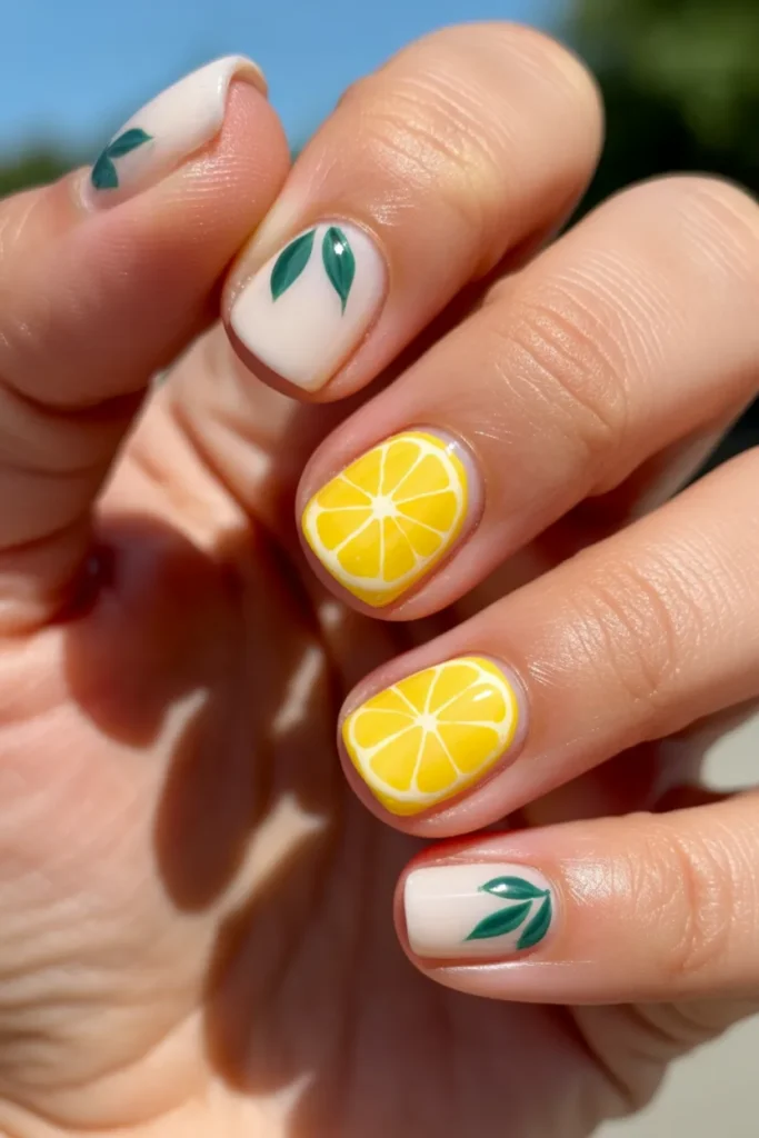 11. June Nails Yellow — Lemon Print Accent