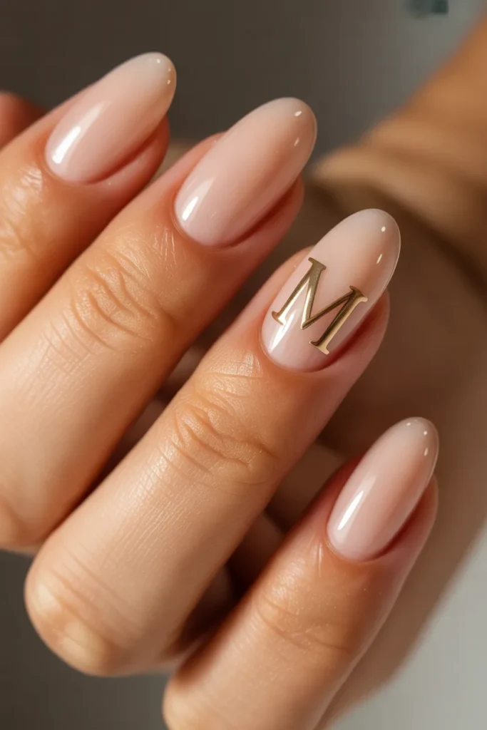 11. Mom Nails — Personalised Initial Accent