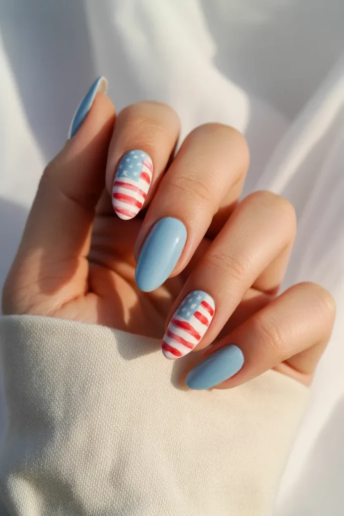 11. Pastel USA Flag Nails