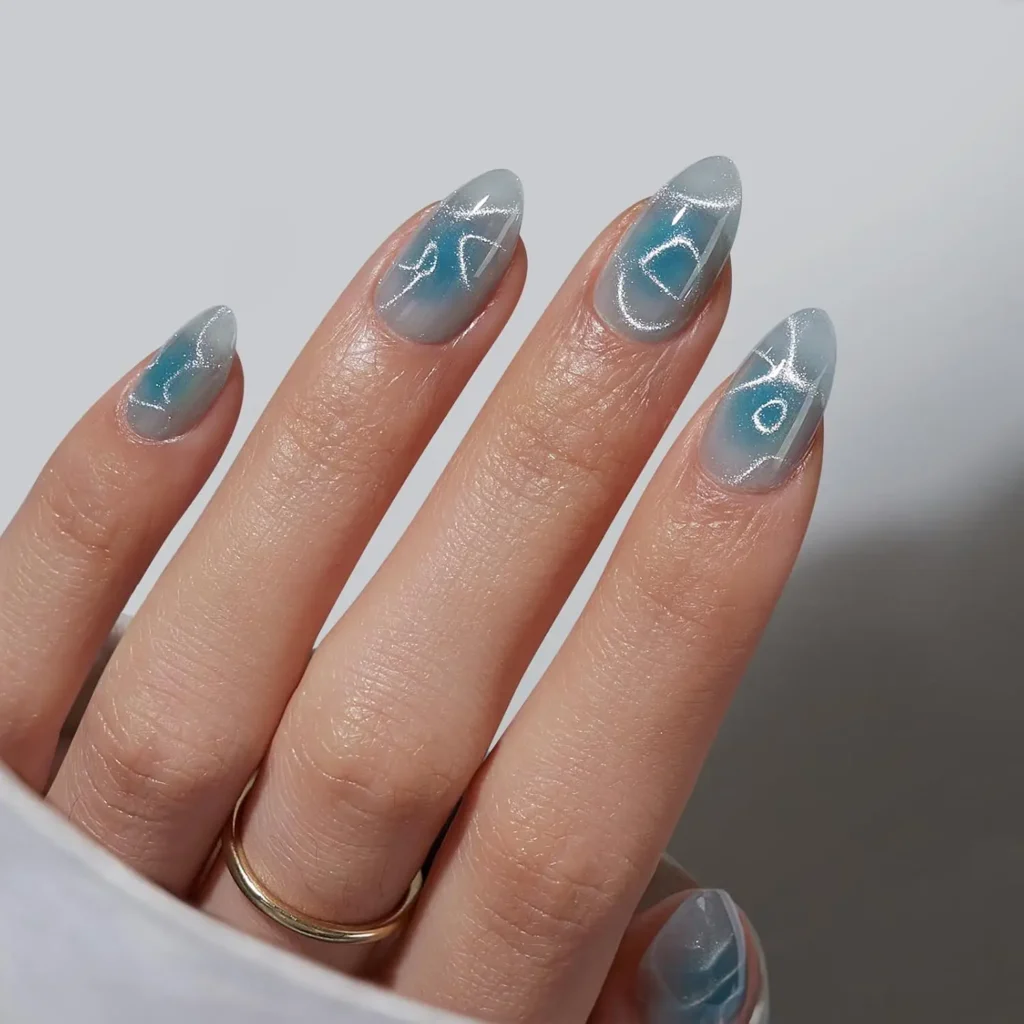 Summer Almond Nails 12 11.Lamp Curable Sparkly Blue