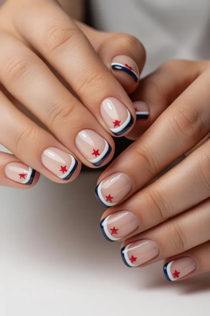 Memorial Day Nails 13 12. Nautical French Tip — Memorial Day Gel