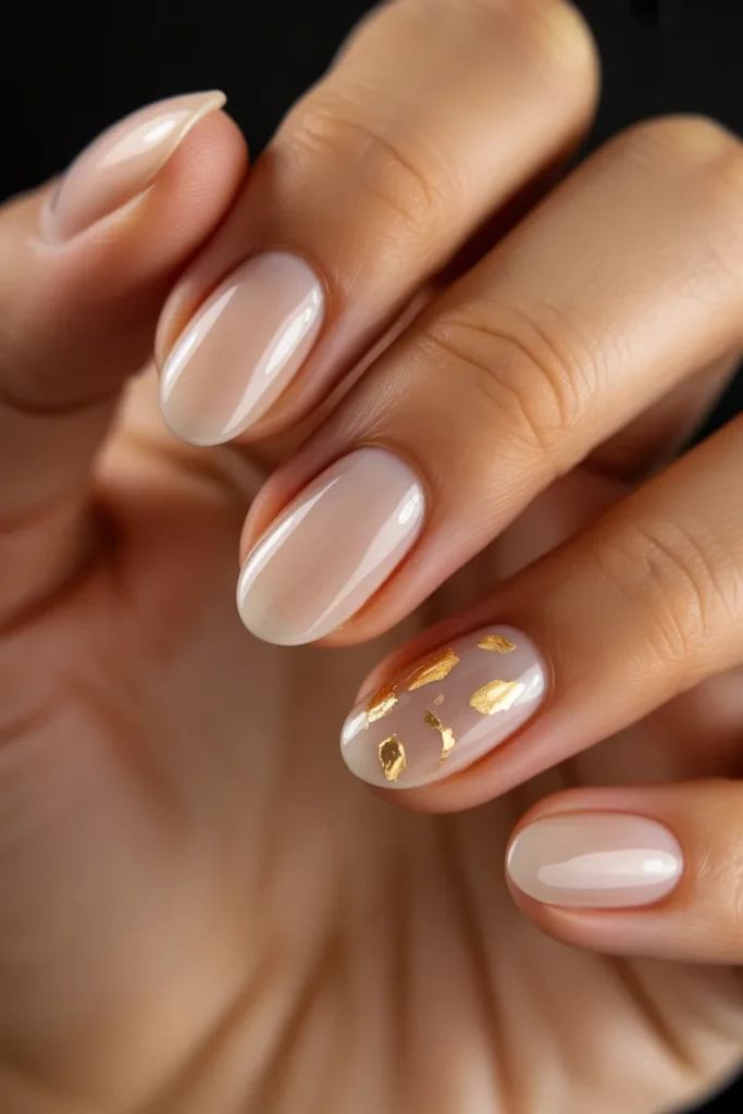 12. Nude Gel with Gold Foil Accent — Quiet Luxury