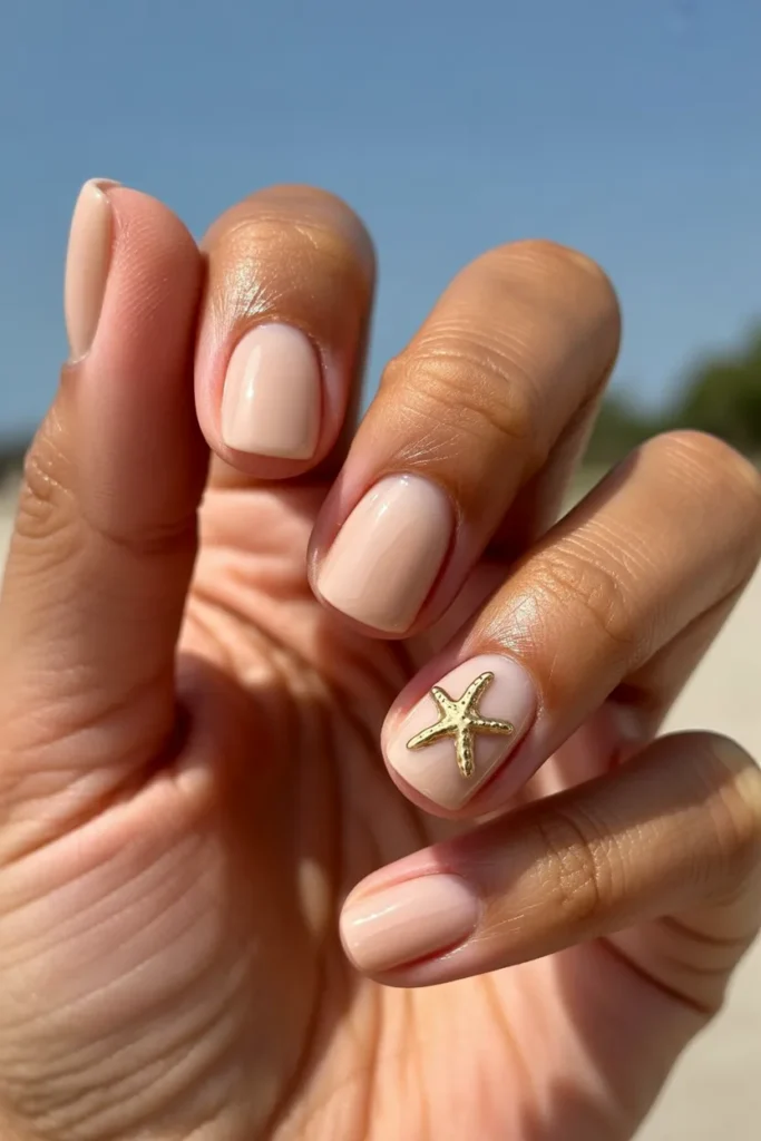 12. Starfish Nails Short — Square with Sandy Base