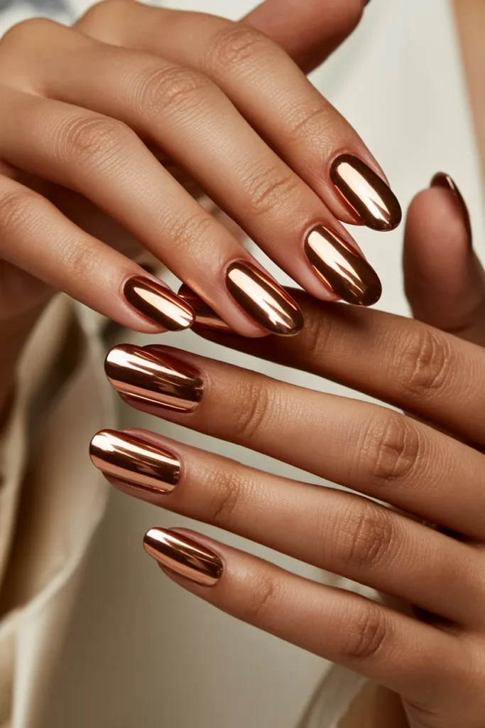 End of Summer Nails 14 13 Iridescent Rose Gold Chrome
