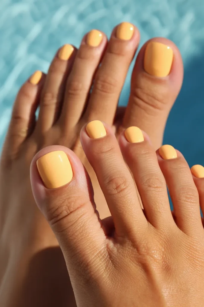 13. Butter Yellow Nails Toes — Matching Pedicure
