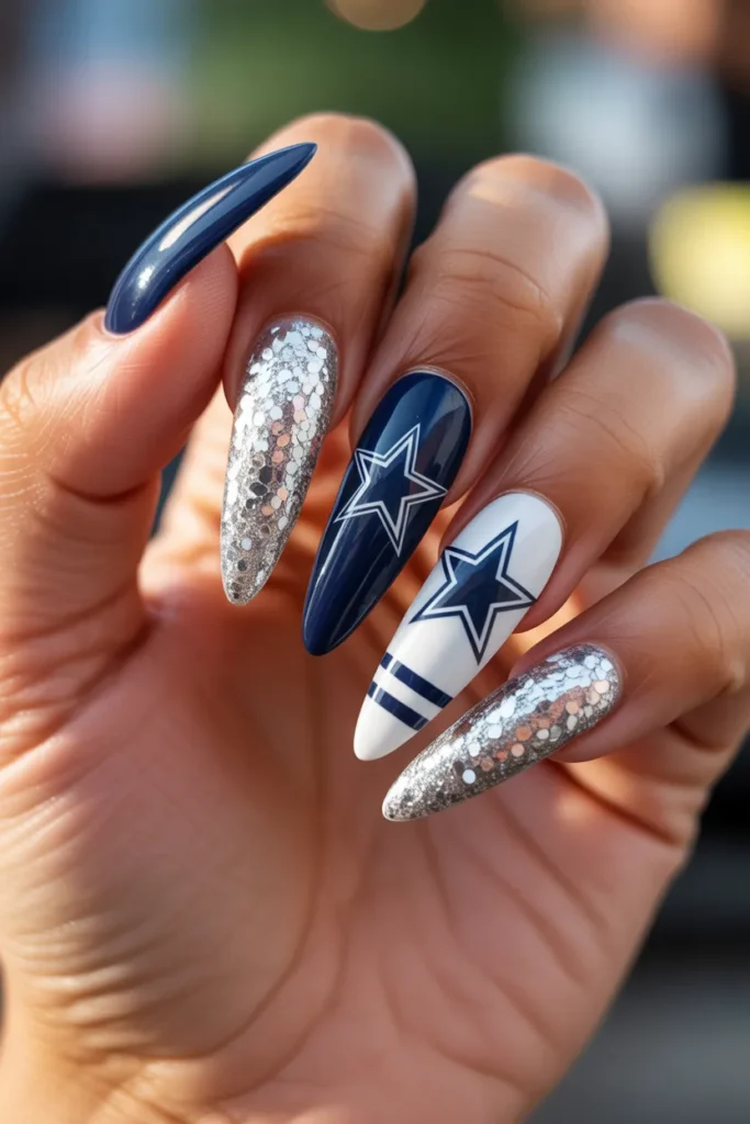 13. Football Nails Acrylic Long Team Colour Set