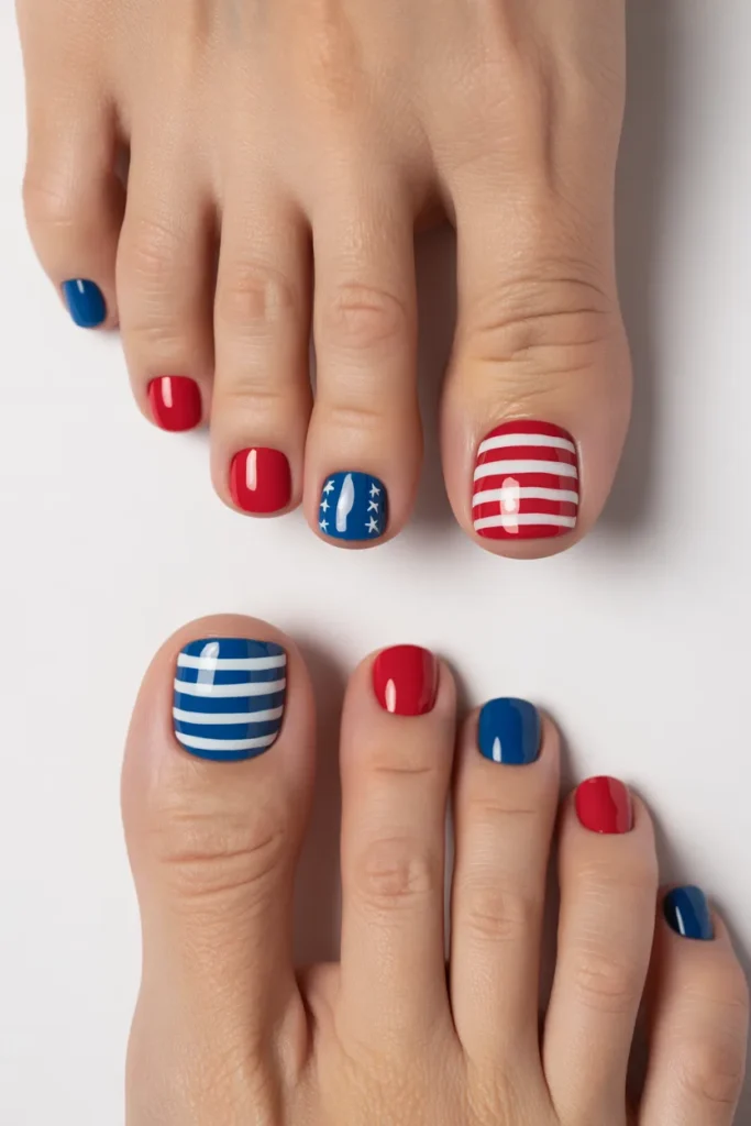 13. Pinterest Style Stars and Stripes Full Pedicure