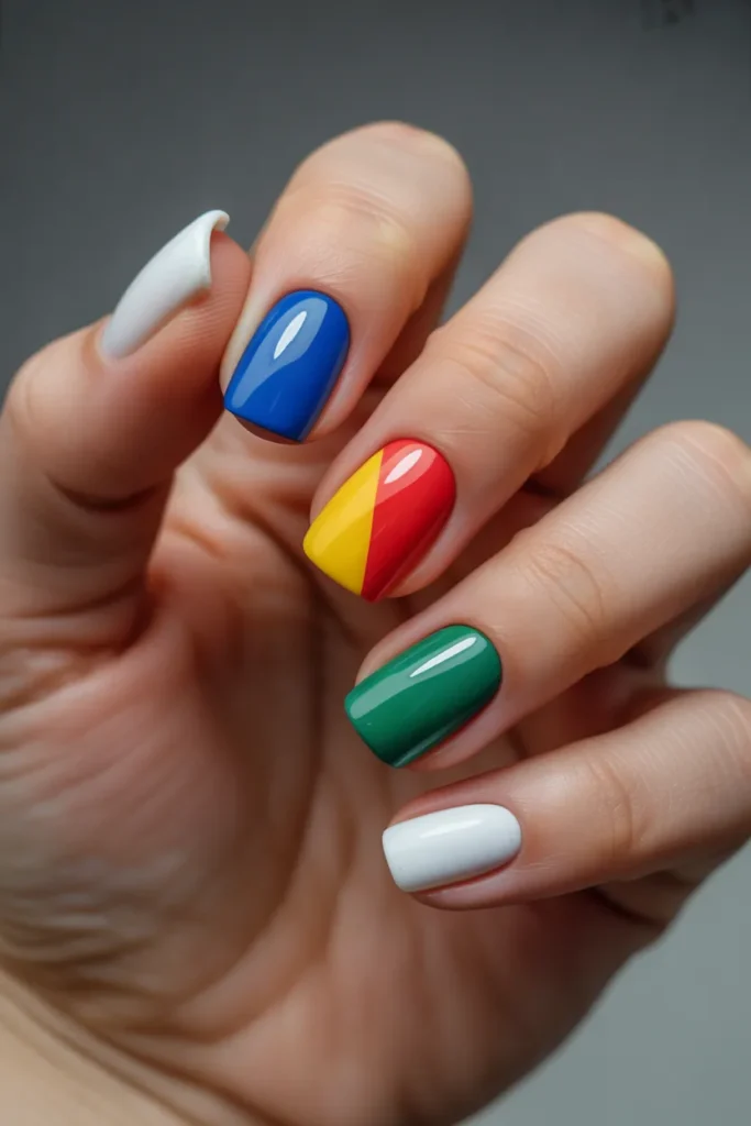 13. Soccer Nails Designs Sports — Rainbow Team Mix