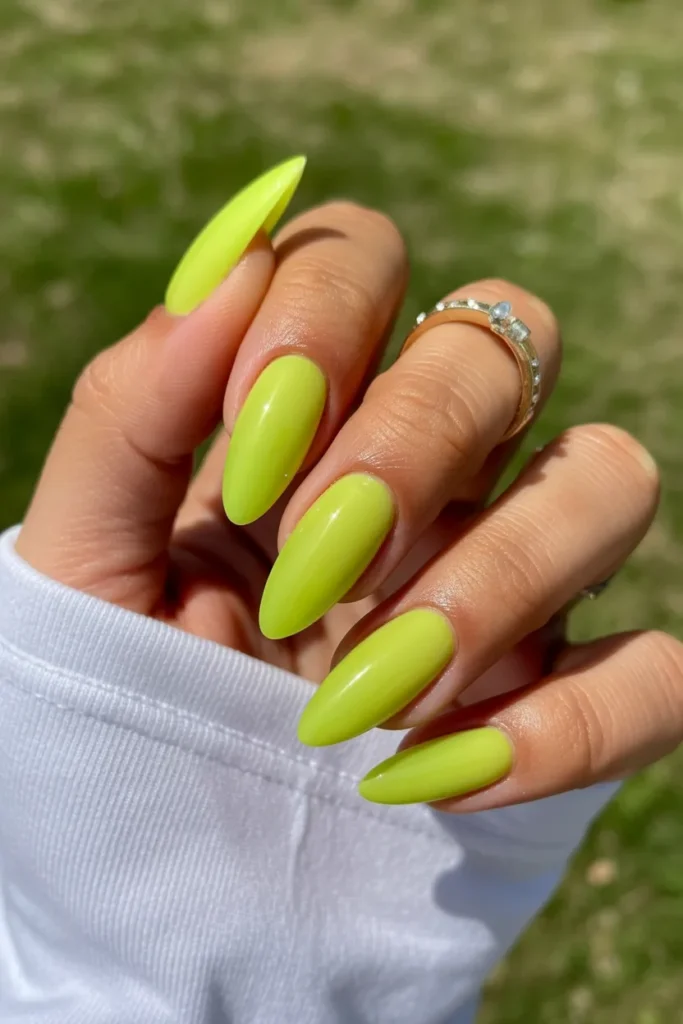 13. Summer Almond Nails Vibrant — Neon Yellow