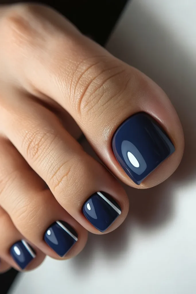 13. Summer Toenail Designs — Geometric White Lines