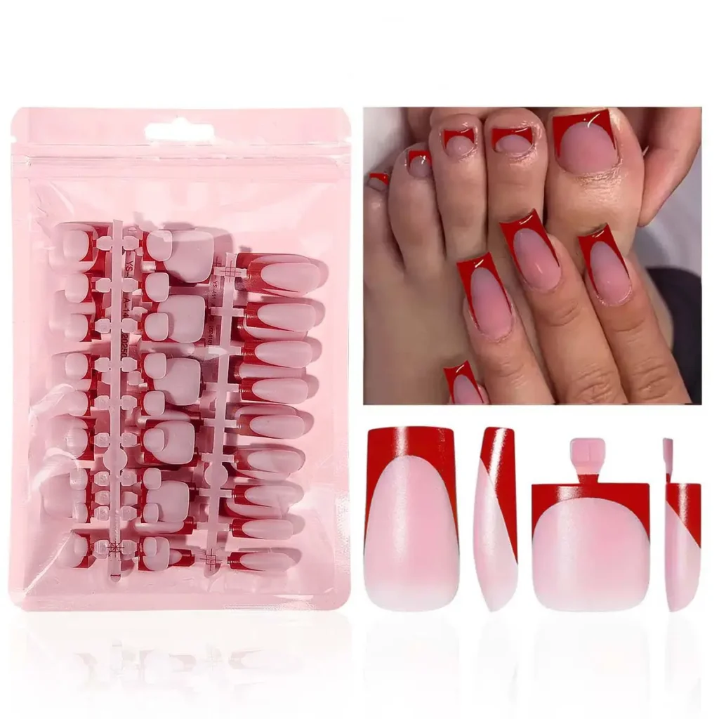 4th of July Toenails 14 13.Red French Tip Press on Nails