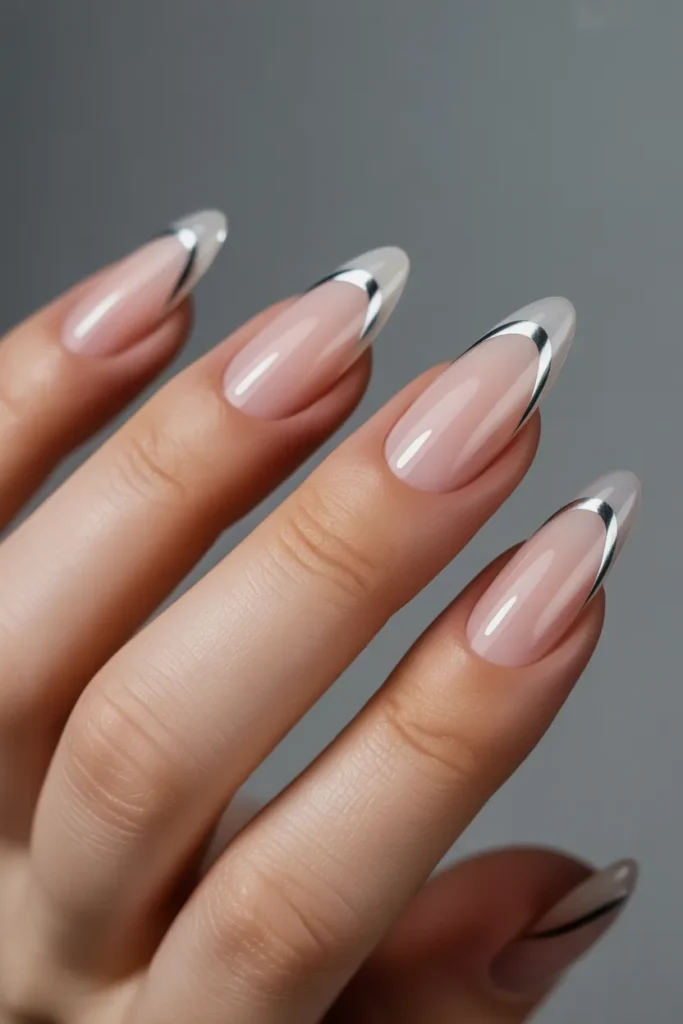 Line French Tip Nails 14 13.Stiletto Nails Minimal