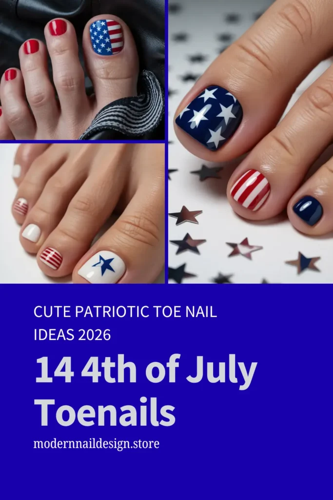 14 4th of July Toenails 🇺🇸 Cute Patriotic Toe Nail Ideas 2026