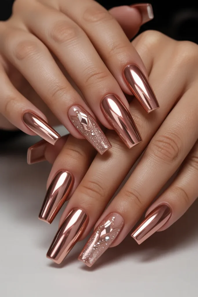 14. Glam Chrome Coffin — Full Length Luxury