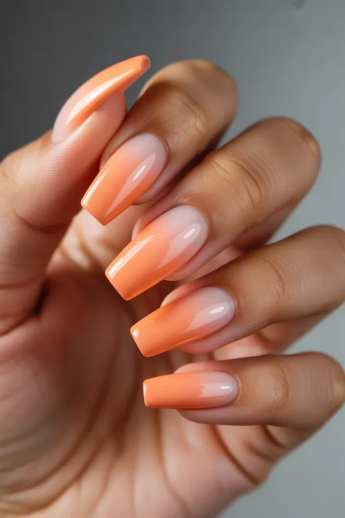 14. June Nails Designs — Sunset Ombre Coffin