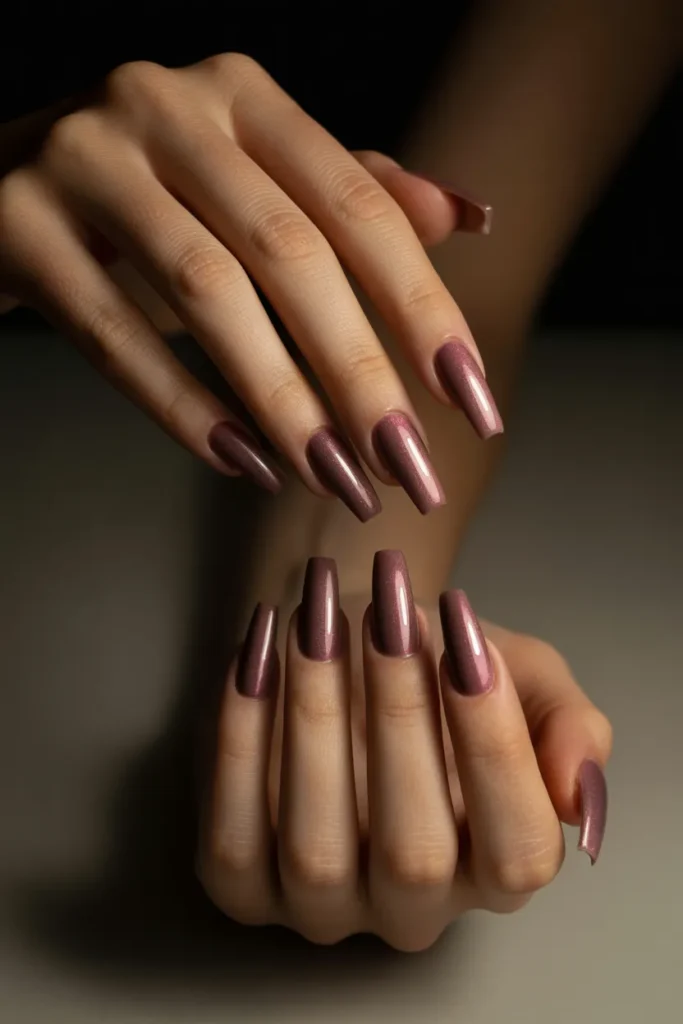 14. Mauve Pink Cat Eye Nails — Autumn Winter Transition