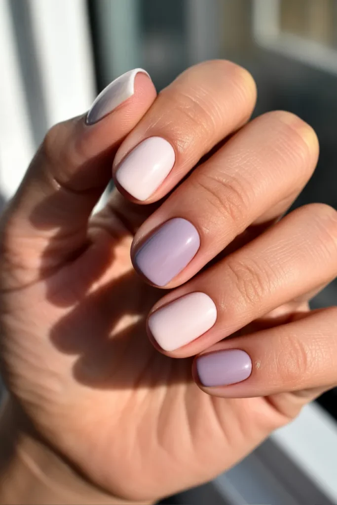 14. Mothers Day Nail Colors — Lilac and White