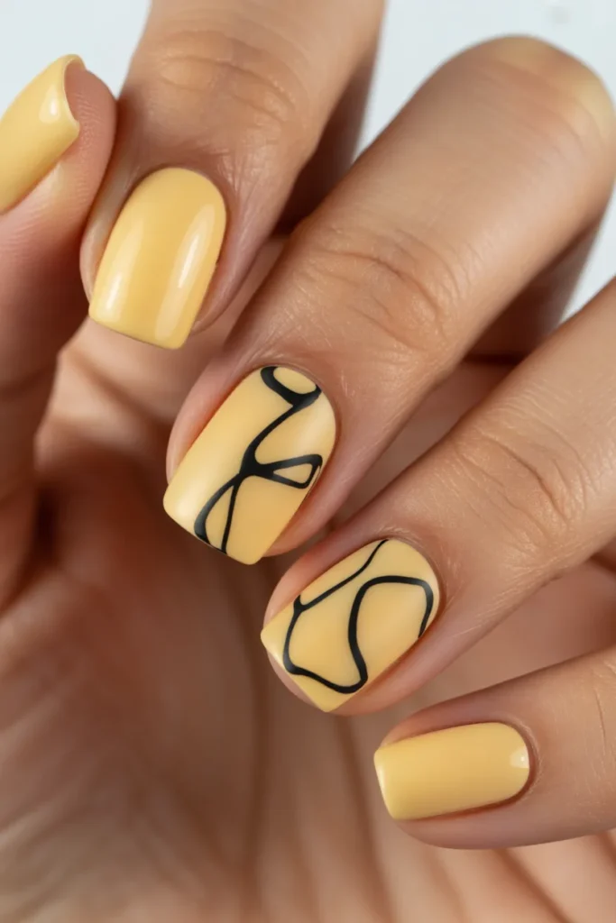 14. Yellow Butter Nails — Abstract Line Art