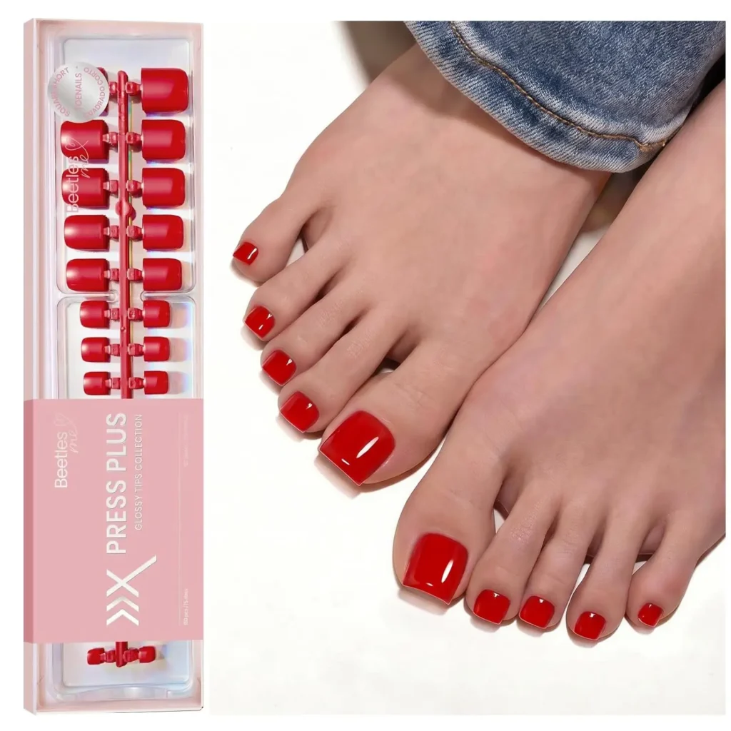 4th of July Toenails 15 14.Beetles X Press Red Toenails