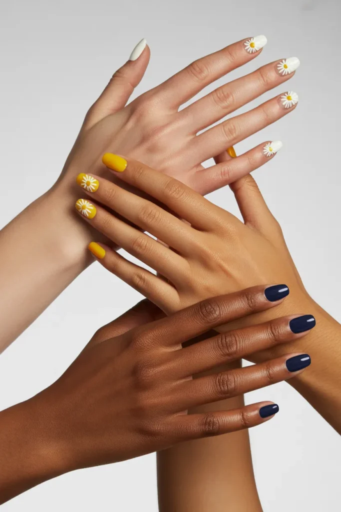 15. Daisy Nails by Skin Tone — Base Colour Guide