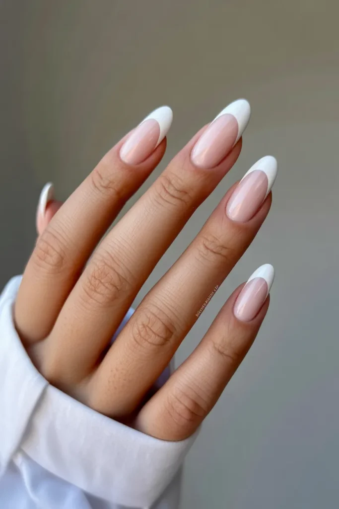 15. French Tip Nails Oval Long — Extended Elegance