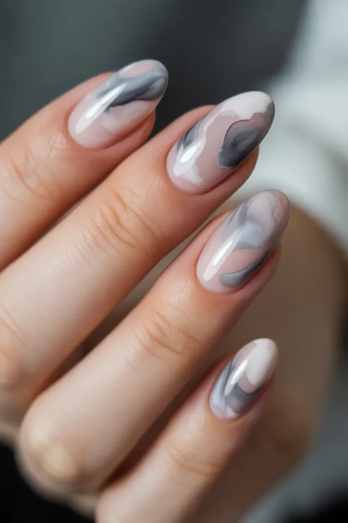 15. Marble Nail Designs — Watercolour Technique