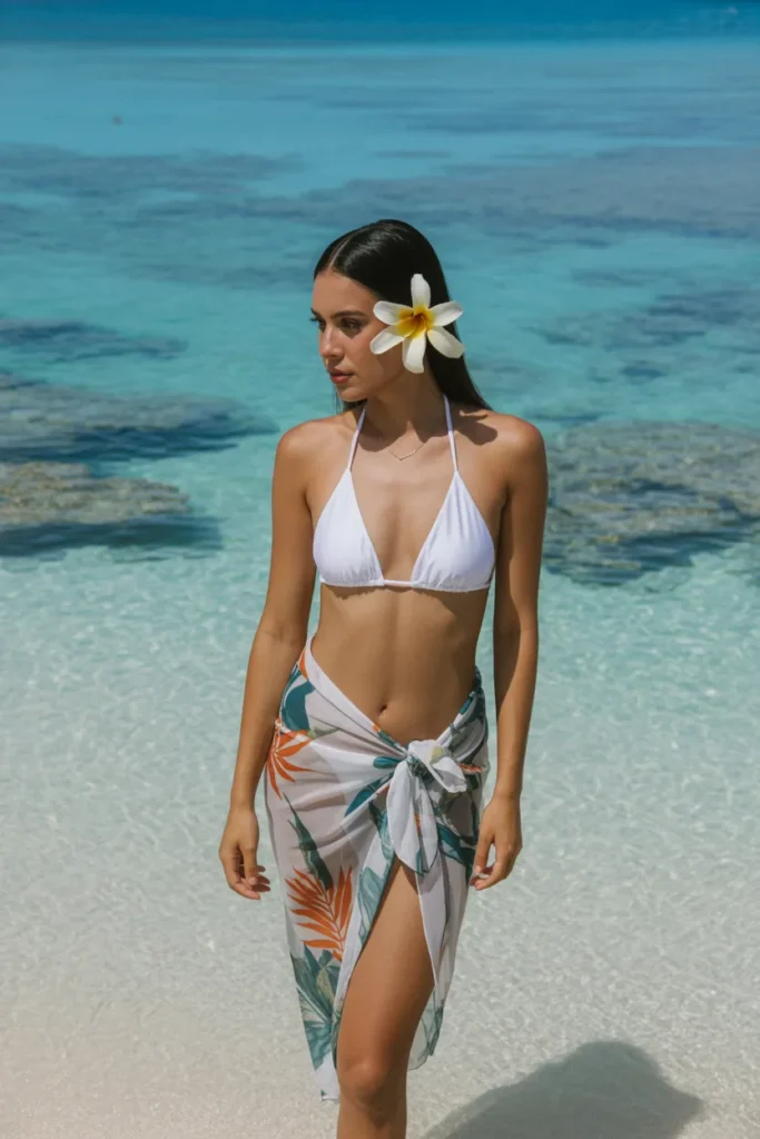 16. Andaman Beach Outfit — Sheer Sarong over Bikini