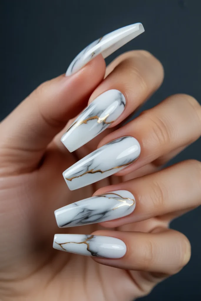 16. Marble Nails Coffin — Long and Dramatic