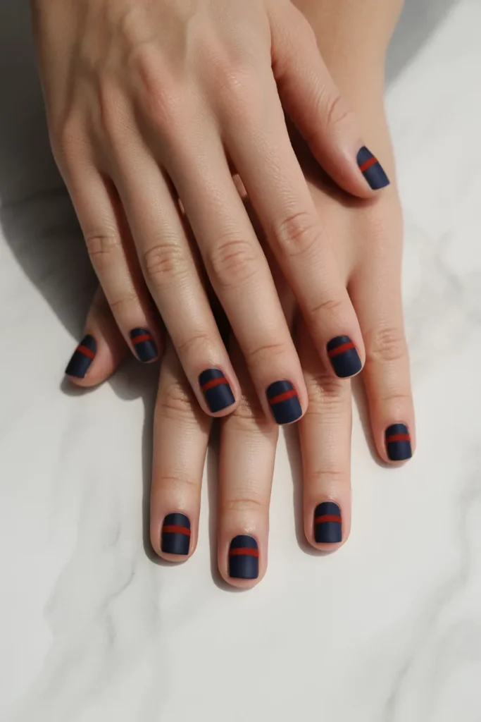 16. Matte Navy USA Flag Nails