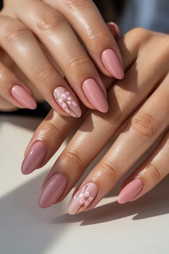16. Simple Pink Almond with Cherry Blossom Detail