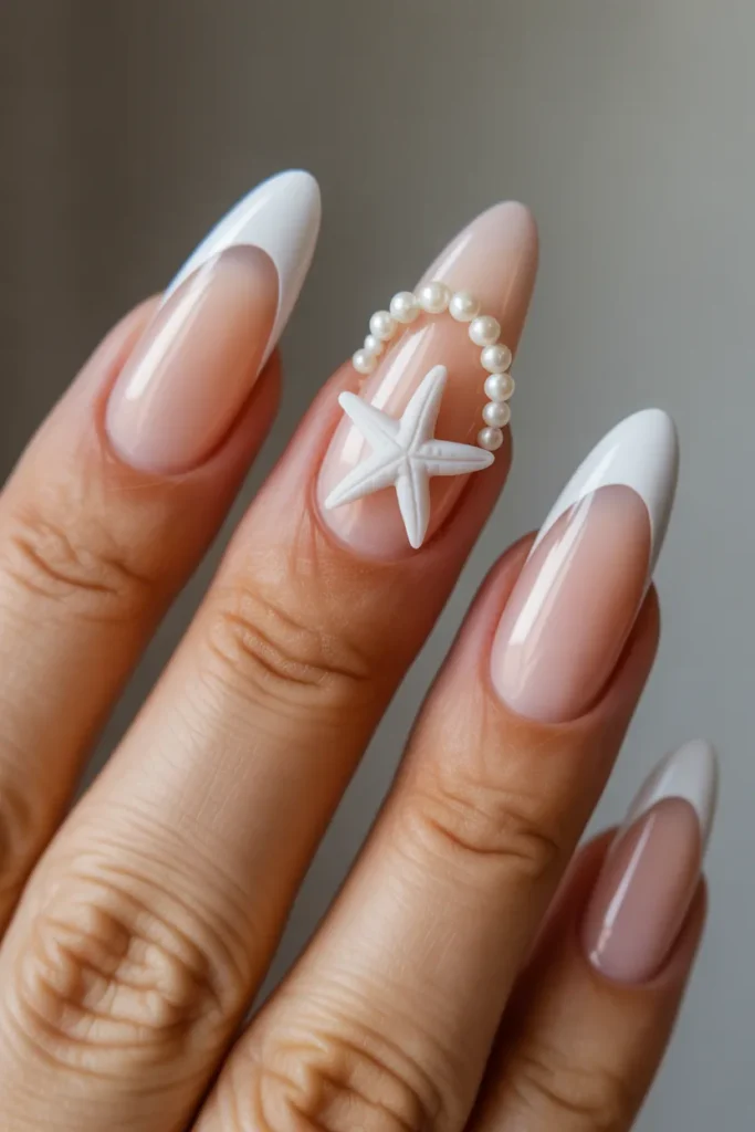 16. Starfish Nails 3D with Pearl Surround