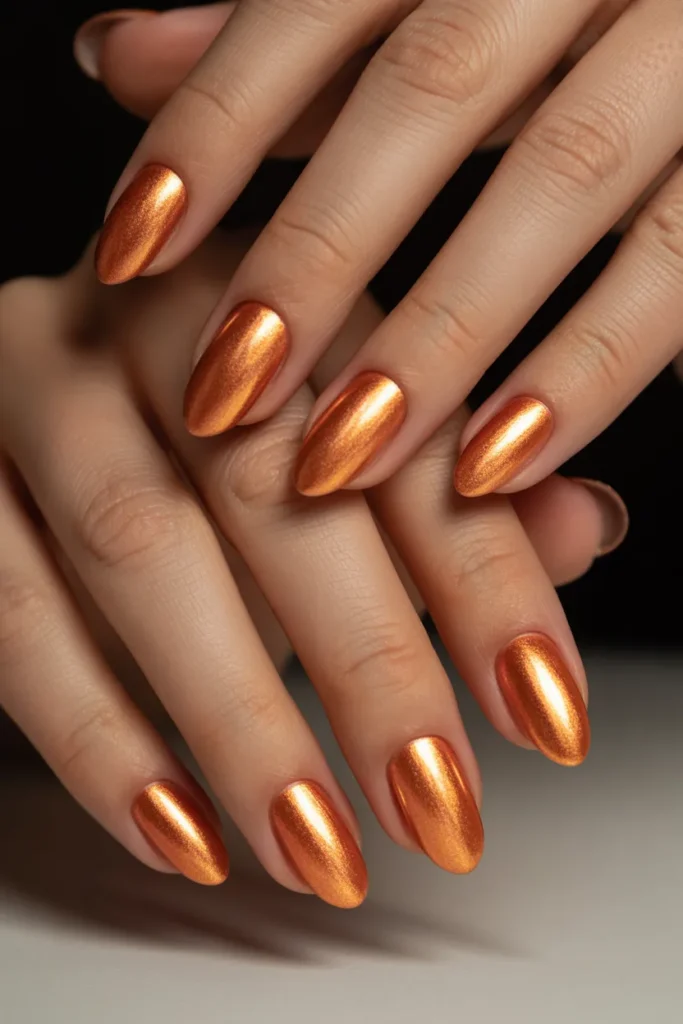 17. June Nails Ideas 2026 — Chrome Coral