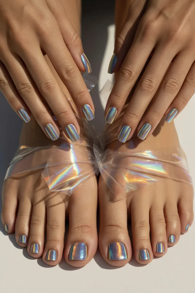 17. Matching Summer Mani Pedi — Glass Nails Set