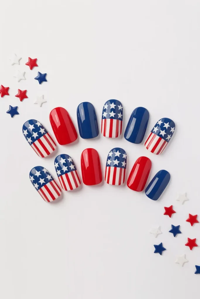 Memorial Day Nails 18 17. Memorial Day Press On Nails — Patriotic Short Set