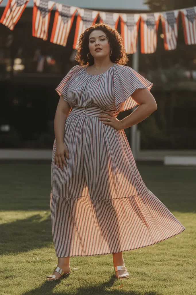 17. Plus Size Red White Blue Flowy Maxi
