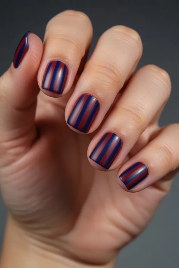 17. Soccer Nails — Barcelona Blaugrana Stripes