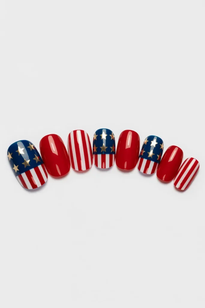 17. USA Flag Press On Nails — Product Style