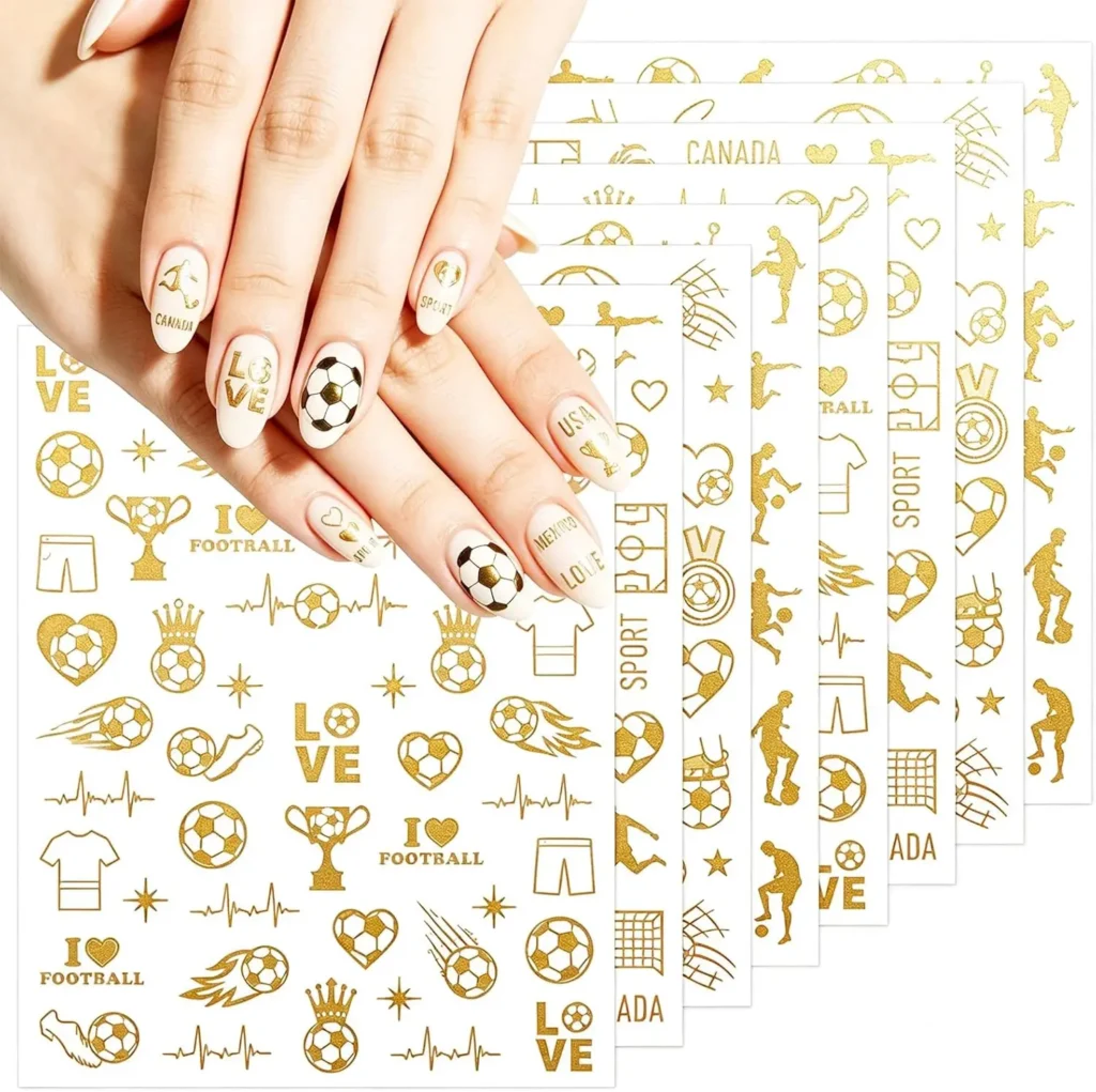 17.3D Gold Soccer Nail