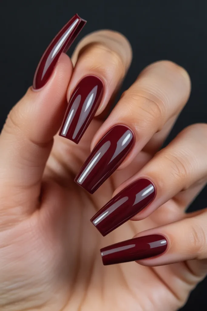 18. Malaga Wine Nails — Coffin Shape Statement