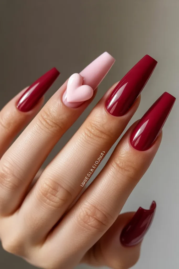 18. Pink Cat Eye Nails — Valentines Long Coffin Set