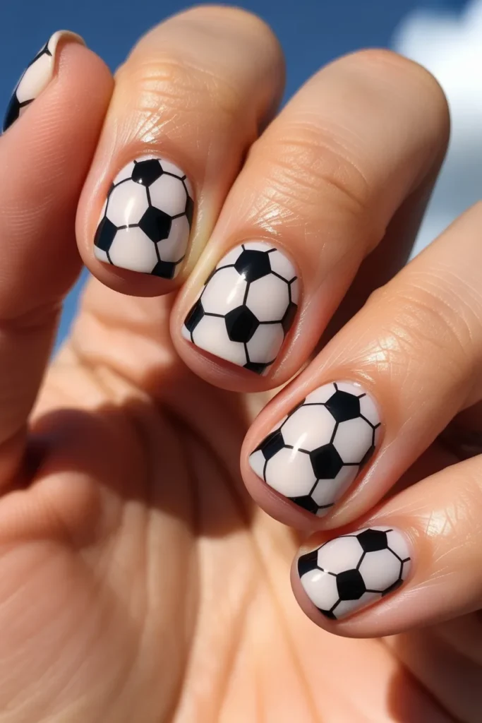 18. Soccer Nails Easy — Polka Dot Ball Interpretation