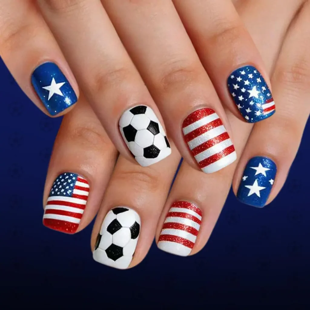 18.USA Soccer Fan Press on Nails