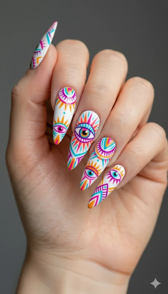 19. Anime Inspired Animal Print Nails — Where Wild Meets Fantasy